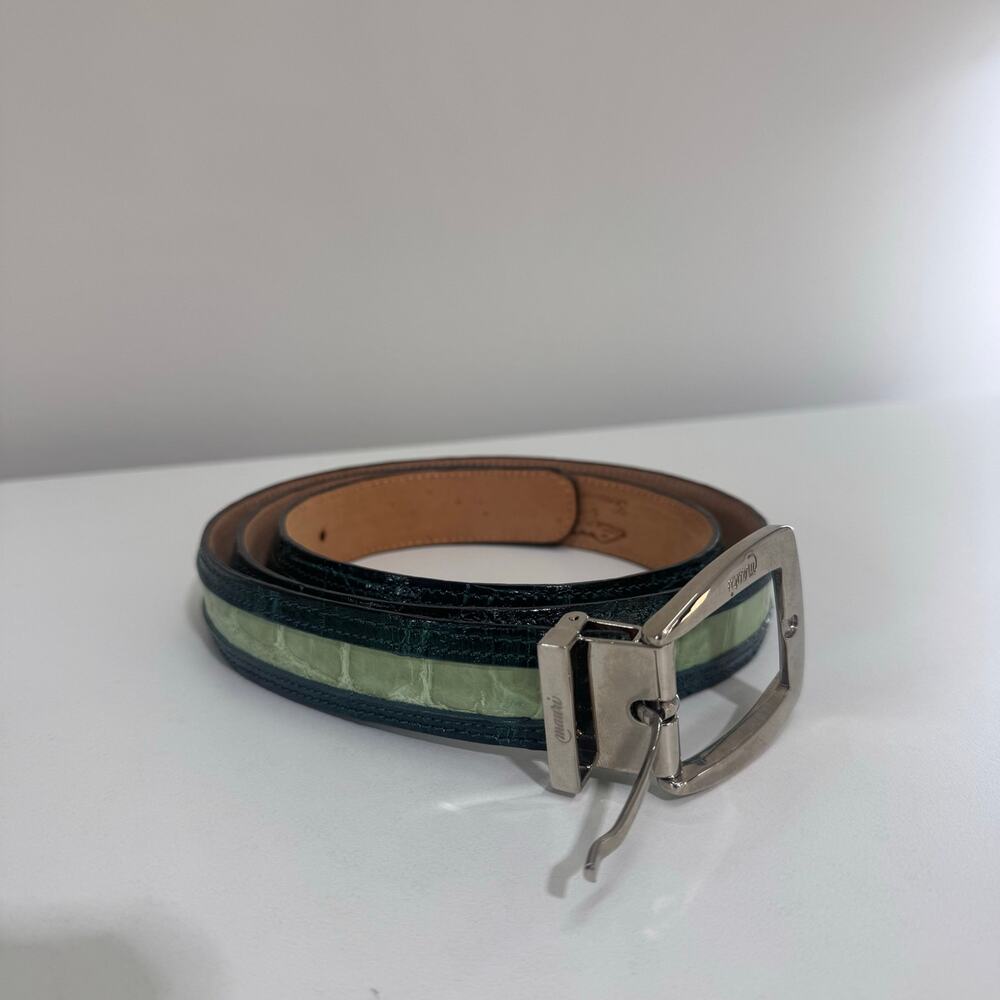 NEW Mauri Alligator Skin Green Belt Handmade In Italy
